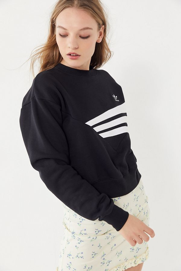 adidas Geometric 3-Stripe Cropped Sweatshirt
